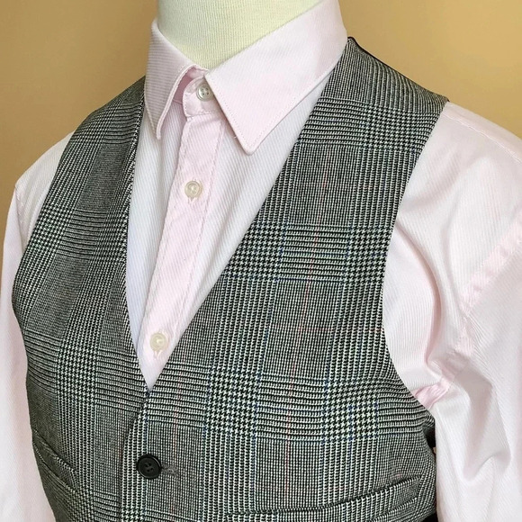 VINTAGE Plaid Menswear Wool Vest Size S Eclectic Grandpa Style - Picture 4 of 15